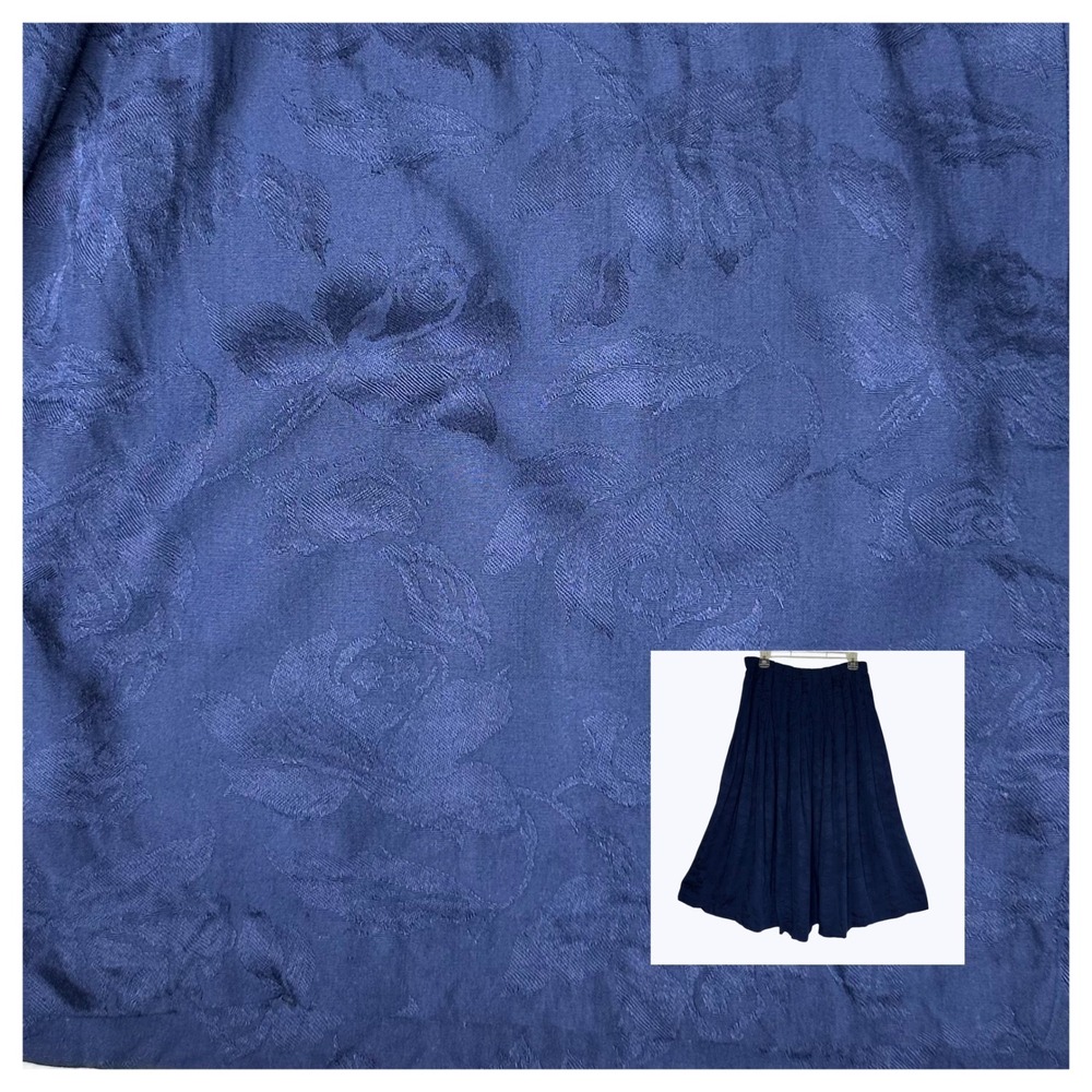 Marisa Christina Classics Midi Skirt‎ Navy Blue Floral Rayon Vintage 90s Sz XL
